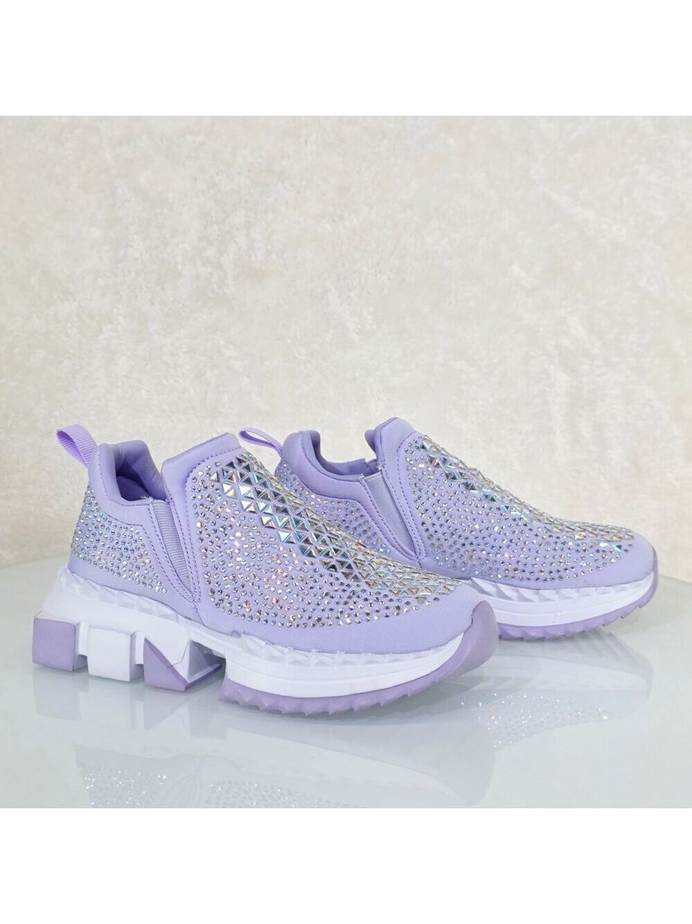 NIB Presto Light Weight Slip on Light Purple Rhinestone Sneakers - Running Shoes